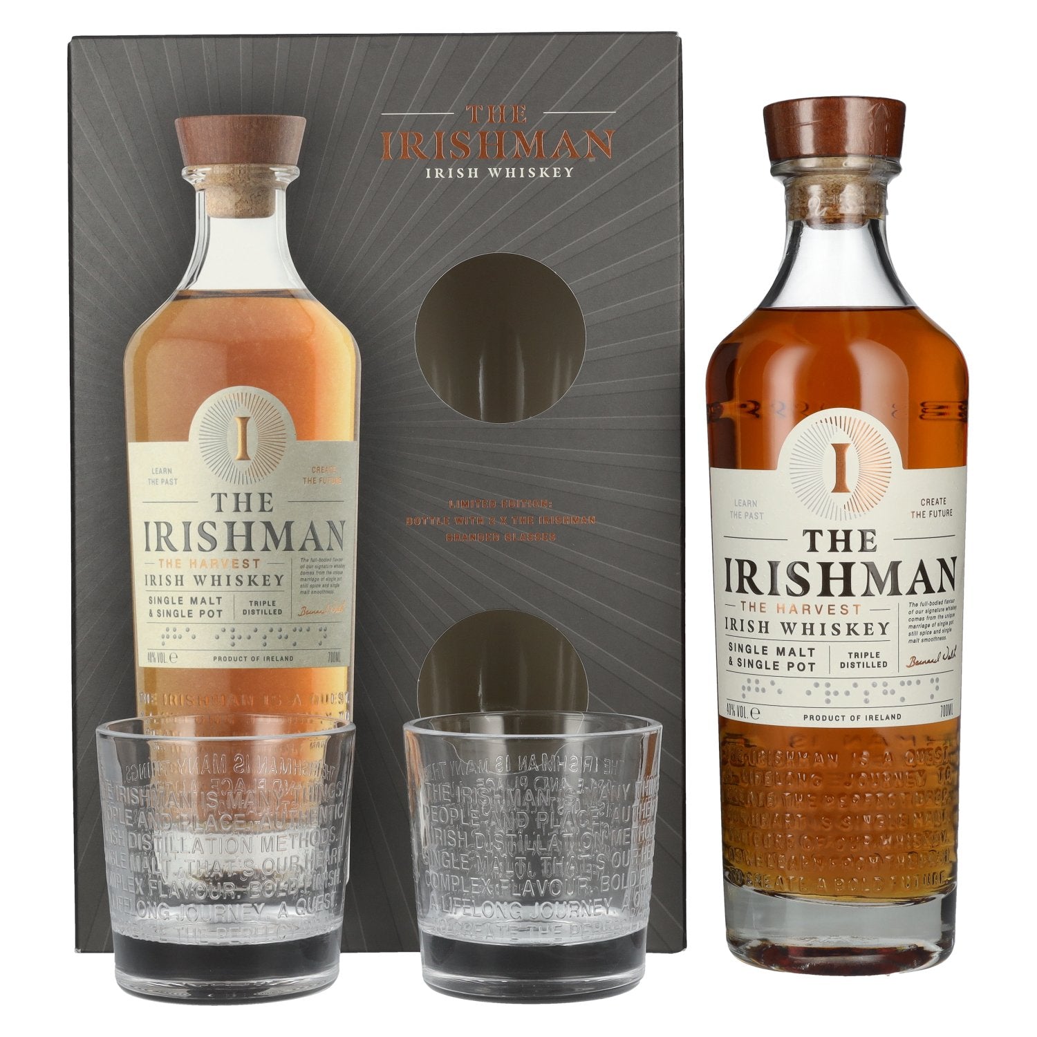 The Irishman THE HARVEST Single Malt Irish Whiskey 40% Vol. 0,7l in Giftbox with 2 glasses