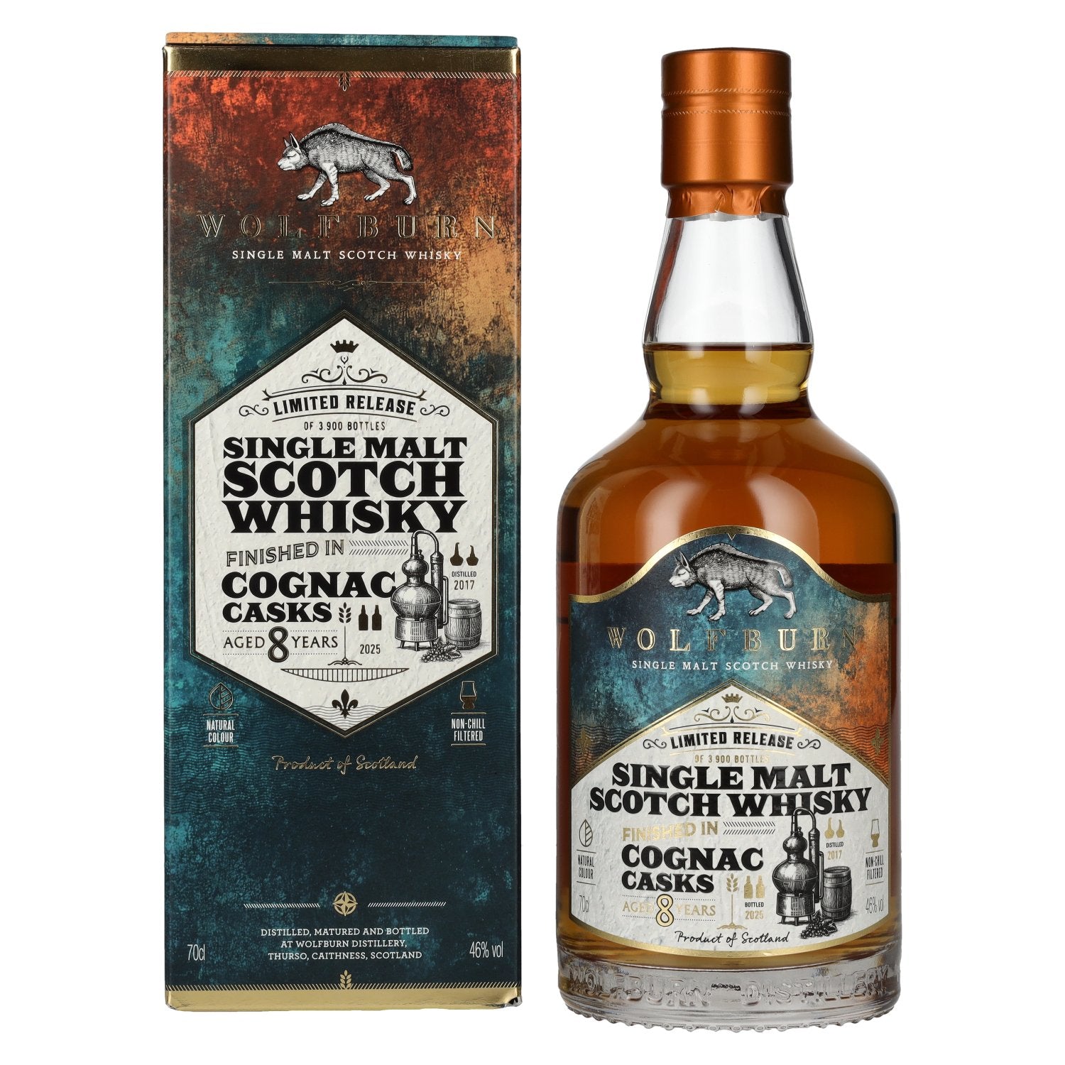 Wolfburn 8 Years Old COGNAC CASKS Single Malt Scotch Whisky Limited Release 46% Vol. 0,7l in Giftbox