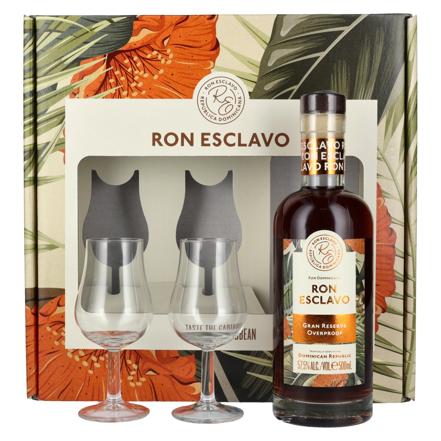 Ron Esclavo GRAN RESERVA OVERPROOF Ron Dominicana 57,5% Vol. 0,5l in Giftbox with 2 glasses