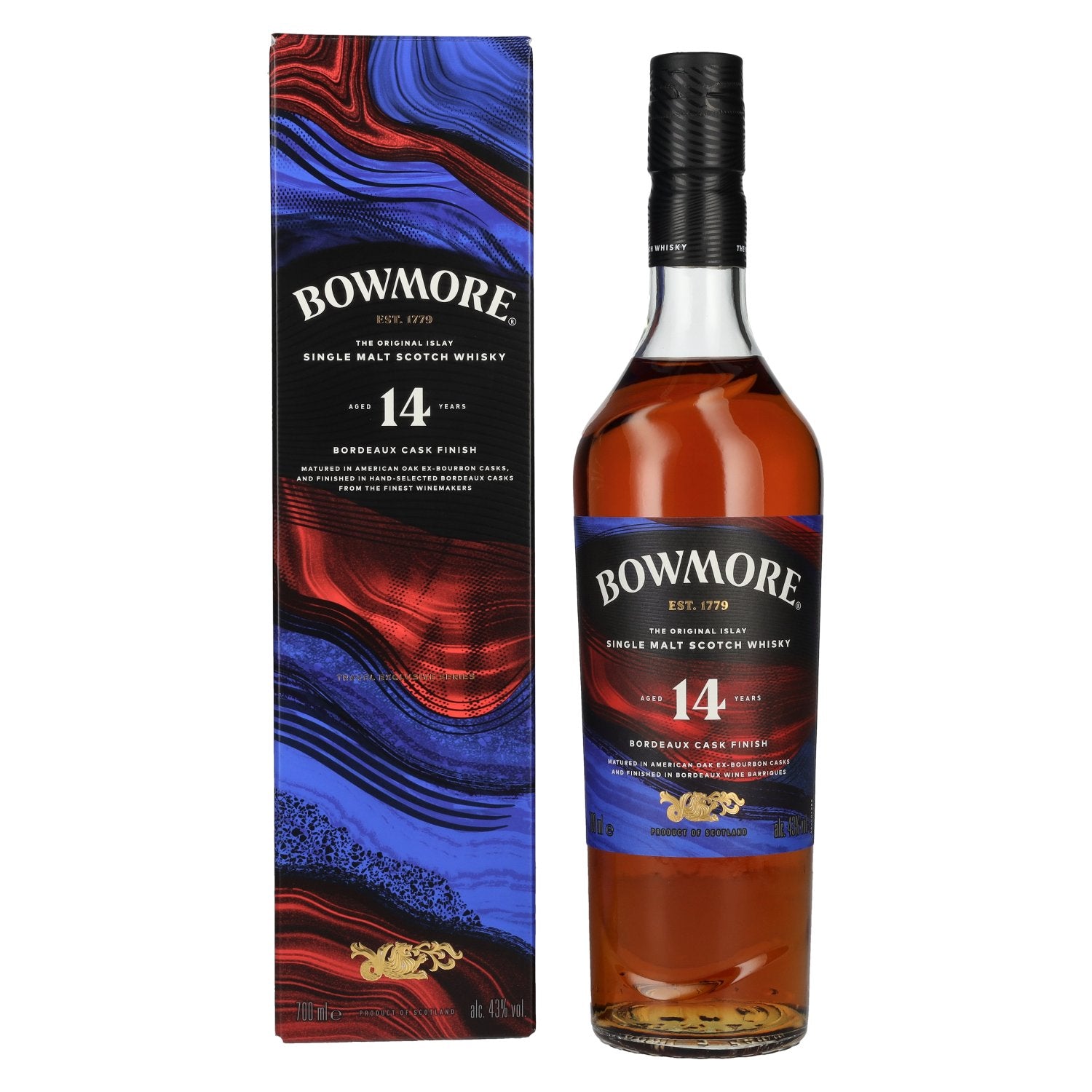 Bowmore 14 Years Old Bordeaux Cask Finish Islay Single Malt 43% Vol. 0,7l in Giftbox