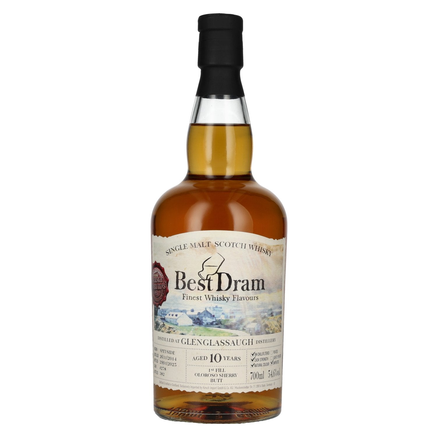Best Dram 10 Years Old Glenglassaugh 1st Fill Oloroso Sherry Butt Single Malt #278 2014 54,6% Vol. 0,7l