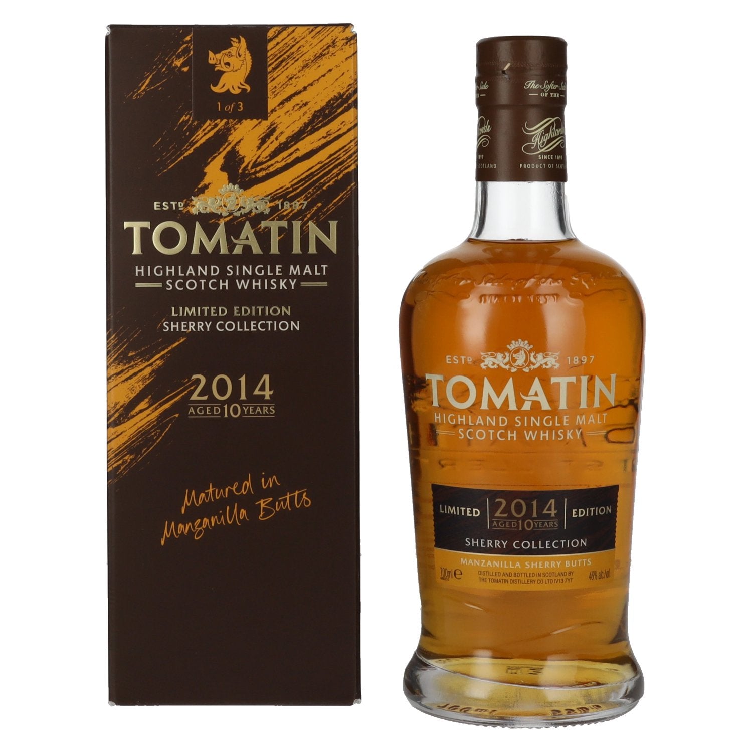 Tomatin 10 Years Old SHERRY COLLECTION Manzanilla Sherry Butts Limited Edition 2014 46% Vol. 0,7l in Giftbox