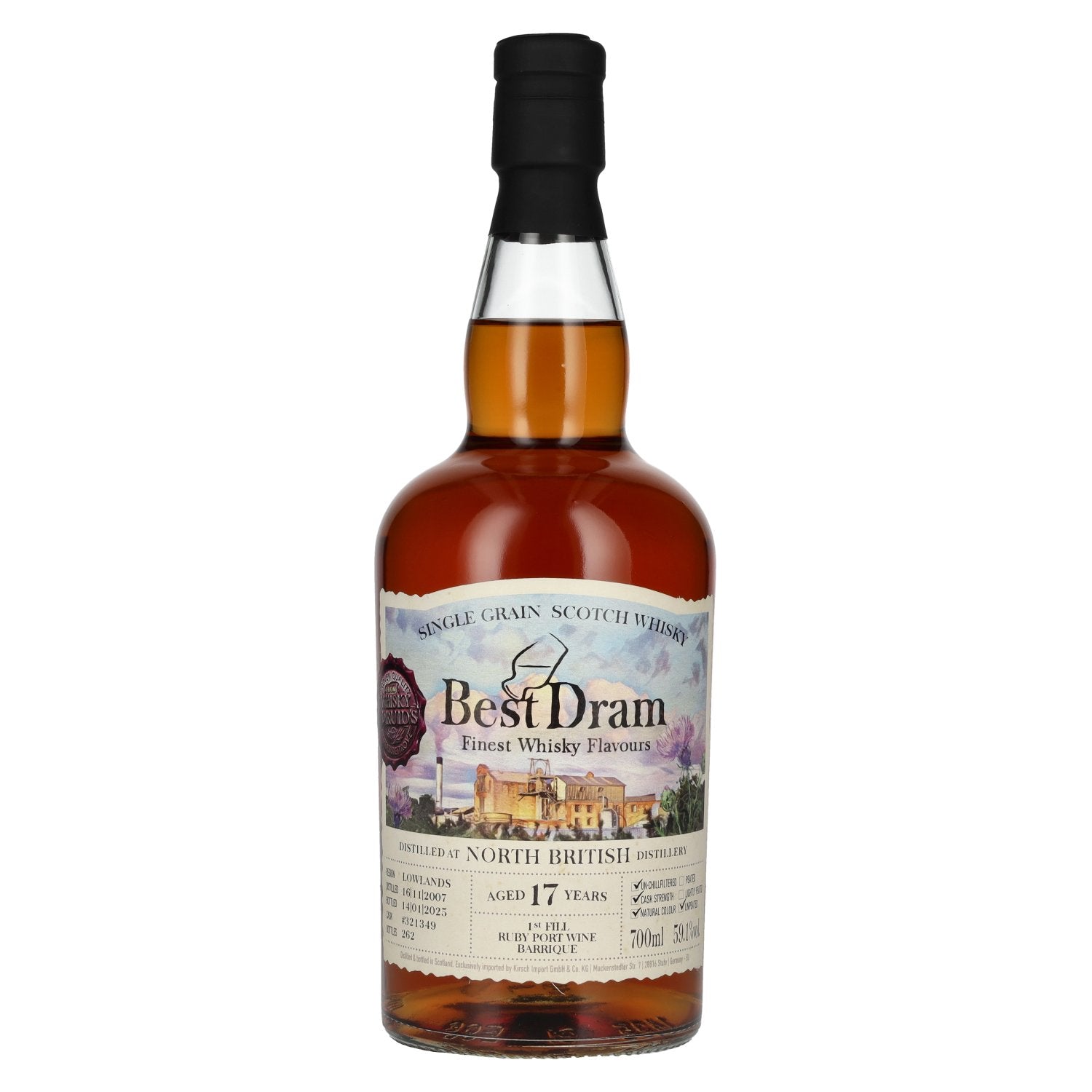 Best Dram 17 Years Old North British 1st Fill Ruby Port Barrique Single Malt #321349 2007 59,1% Vol. 0,7l
