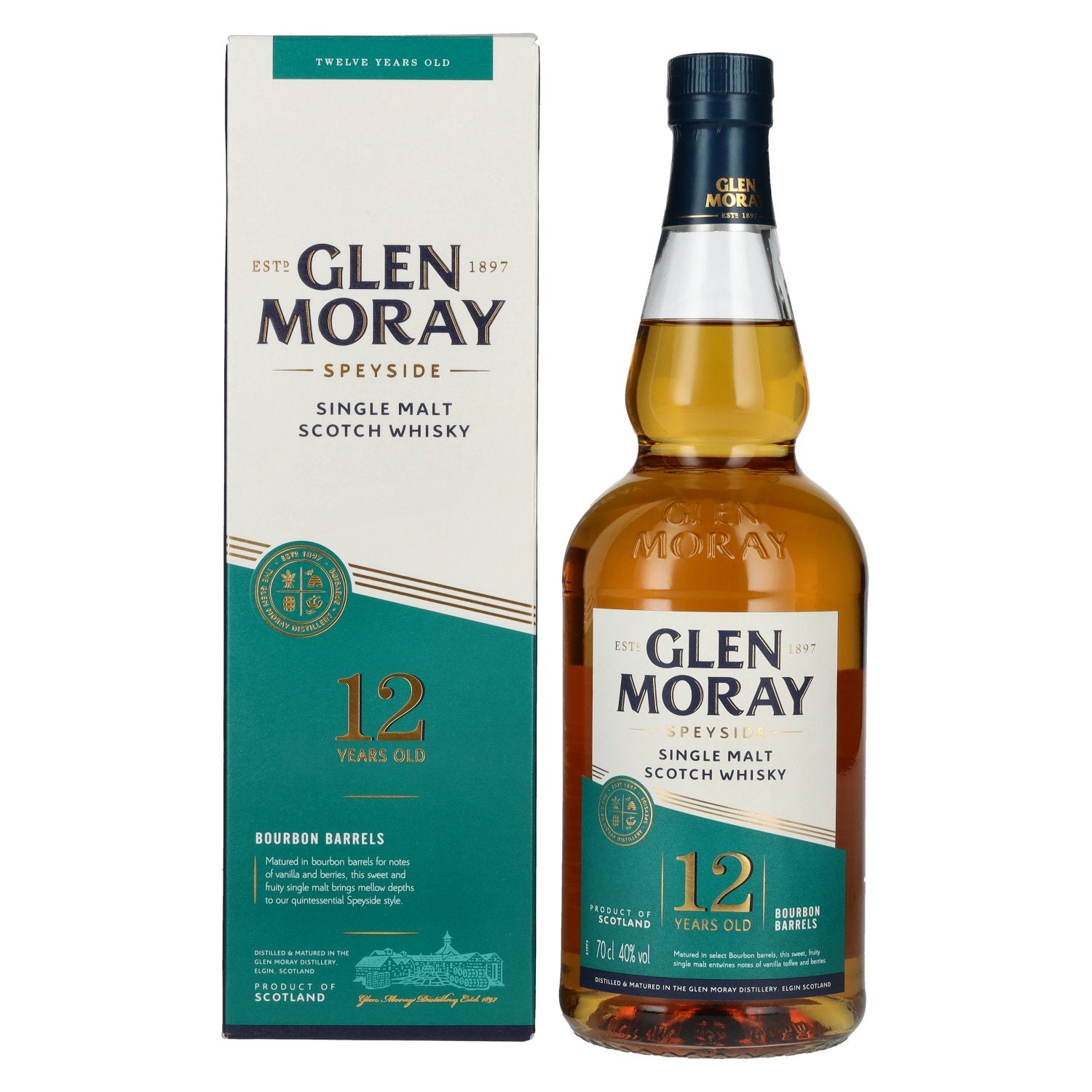 Glen Moray 12 Years Old Bourbon Barrels 40% Vol. 0,7l in Giftbox