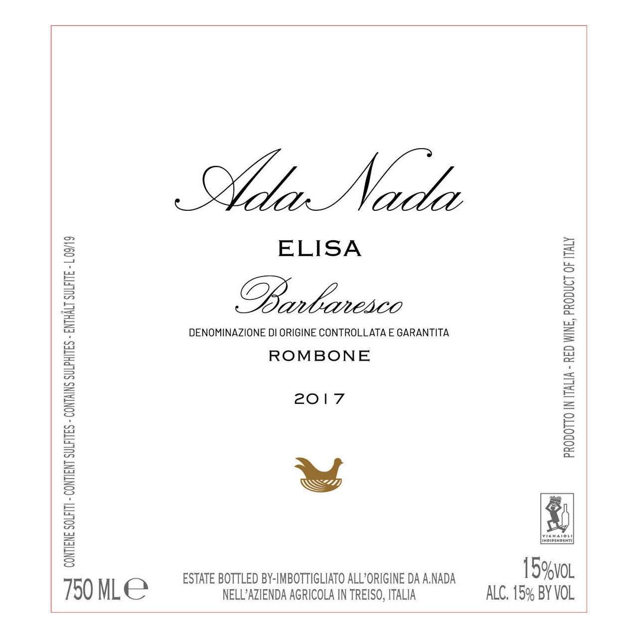 Ada Nada Barbaresco, “Rombone”, “Elisa” 2020 750ml