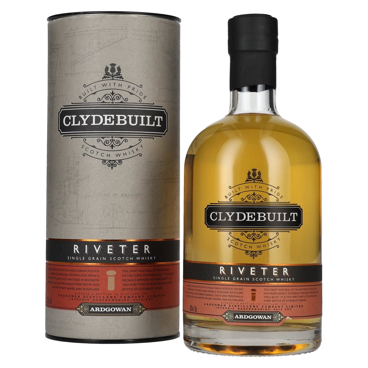 Ardgowan Clydebuilt RIVETER Single Grain Scotch Whisky 50% Vol. 0,7l in Giftbox
