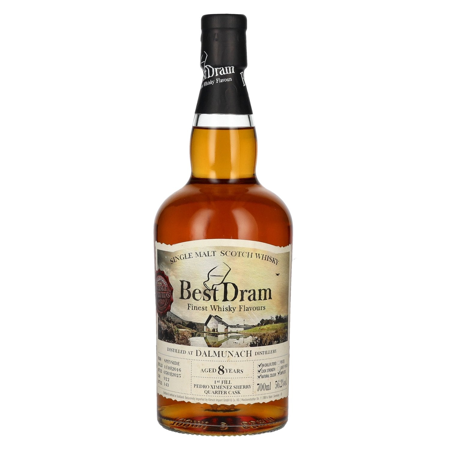 Best Dram 8 Years Old Dalmunach 1st Fill PX Sherry Quarter Cask Single Malt #922 2016 56,2% Vol. 0,7l