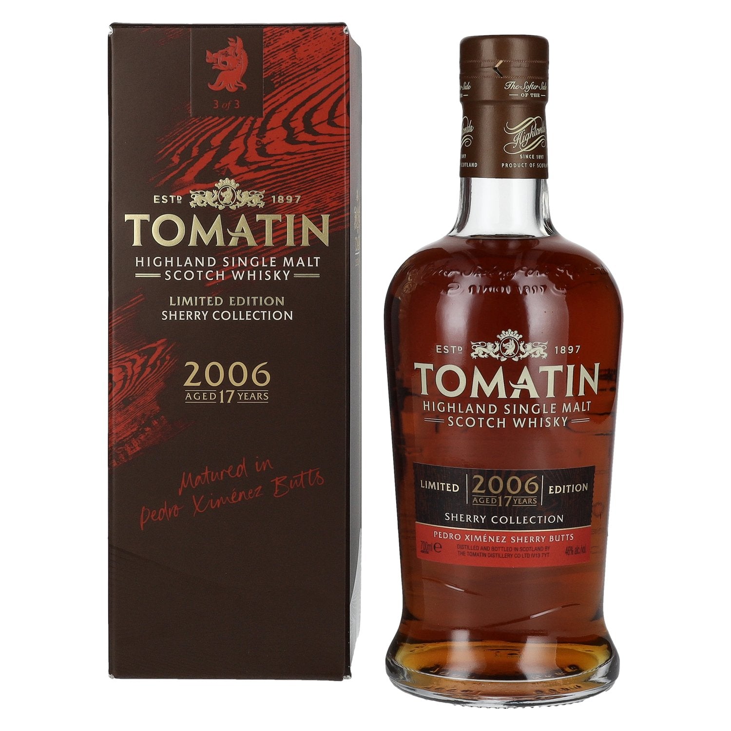 Tomatin 17 Years Old SHERRY COLLECTION Pedro Ximenez Sherry Butts Limited Edition 2006 46% Vol. 0,7l in Giftbox